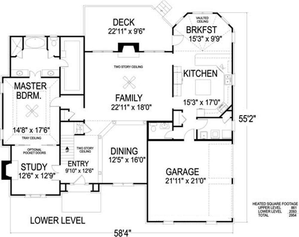 Floor Plan First Story of European Plan #109-1007